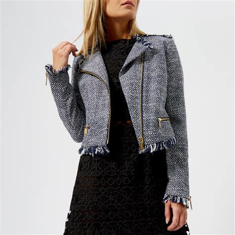 michael michael kors women's tweed jacket true navy|michael kors jackets for women.